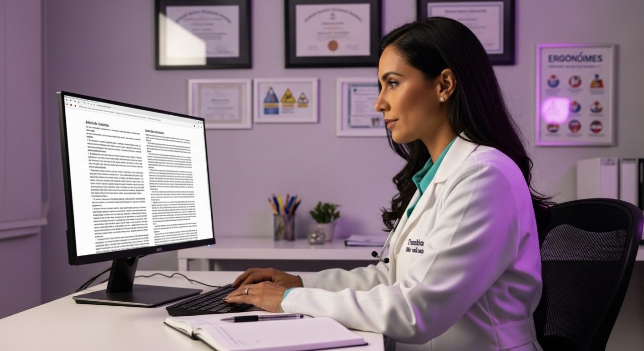 médica estudando com auxilio de ia