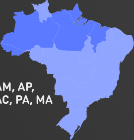 Mapa do Brasil com regiões de maior demanda destacadas